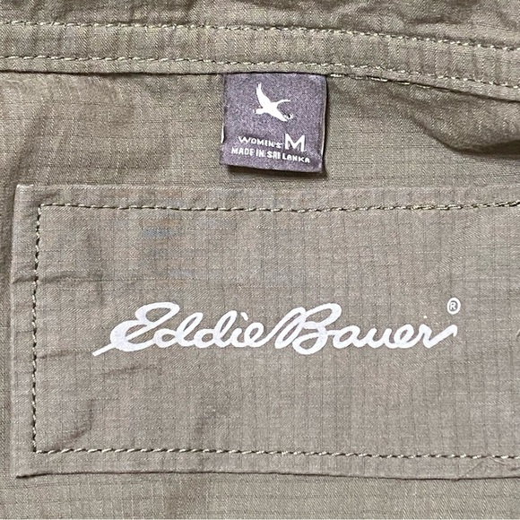 Eddie Bauer Green Utility Jacket Medium Drawstring Waist Grunge Lightweight - Picture 5 of 6